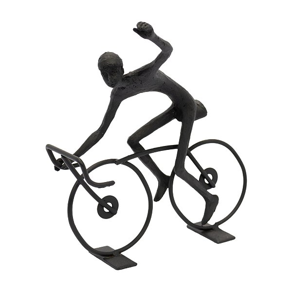 66408 - Escultura em Resina Preto Ciclista
