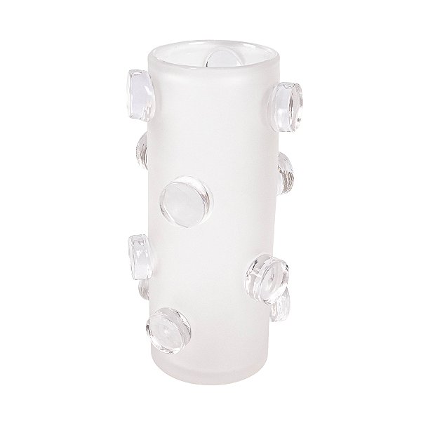 642303 - Vaso em Vidro Incolor Fosco com Detalhes G