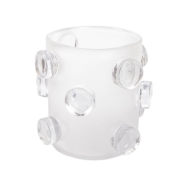 642305 - Vaso em Vidro Incolor Fosco com Detalhes P