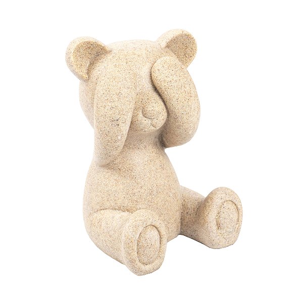 66440 - Escultura Urso Cego em Resina Bege