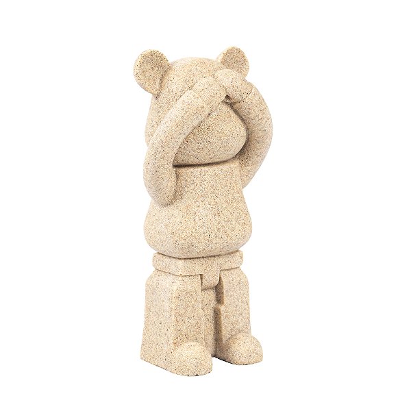 66434 - Escultura Urso Cego em Resina Bege