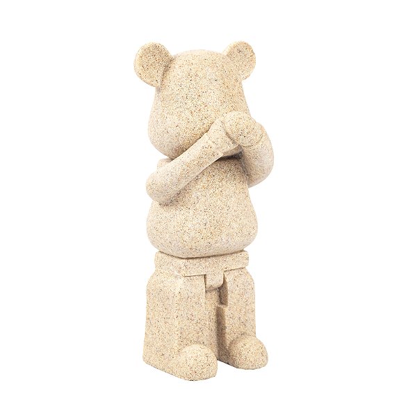 66435 - Escultura Urso Mudo em Resina Bege