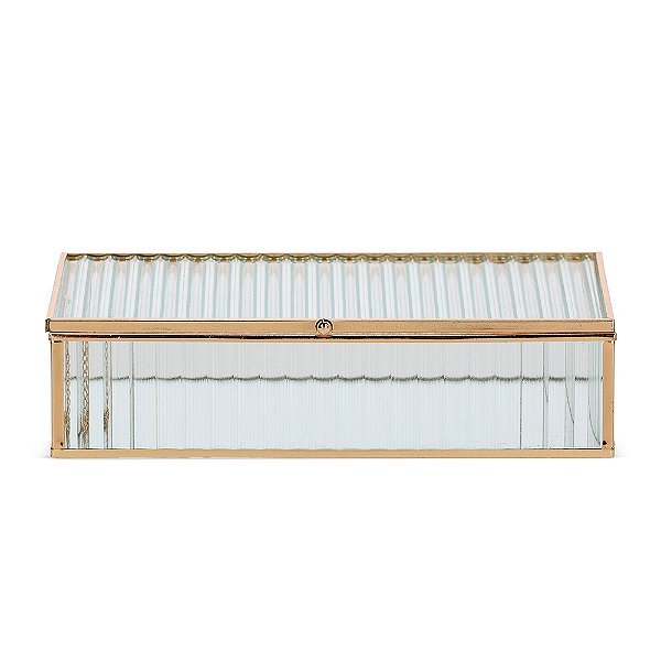 Caixa em Vidro com Metal – 6,5x25x15,5cm