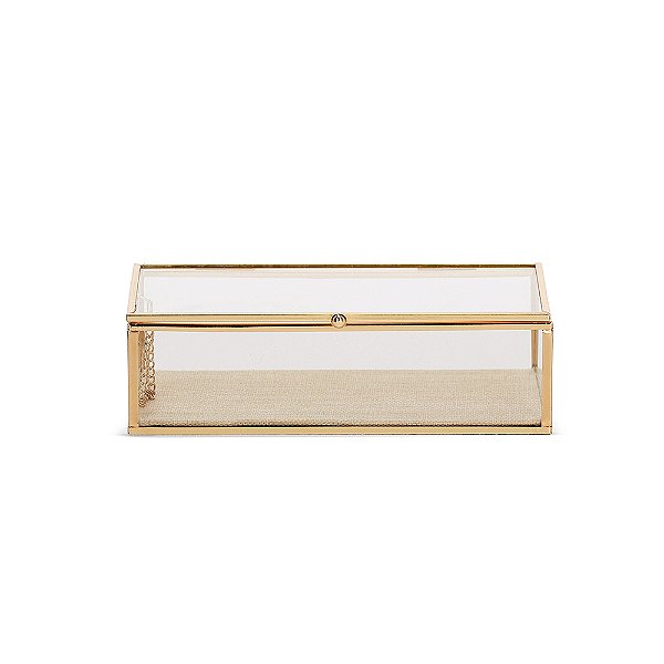 Caixa em Vidro com Metal e Forro de Linho – 6,5x21x13cm