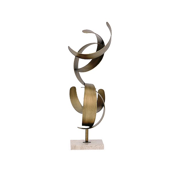 Escultura Decorativa em Metal e Pedra | 46,5x14x12 cm