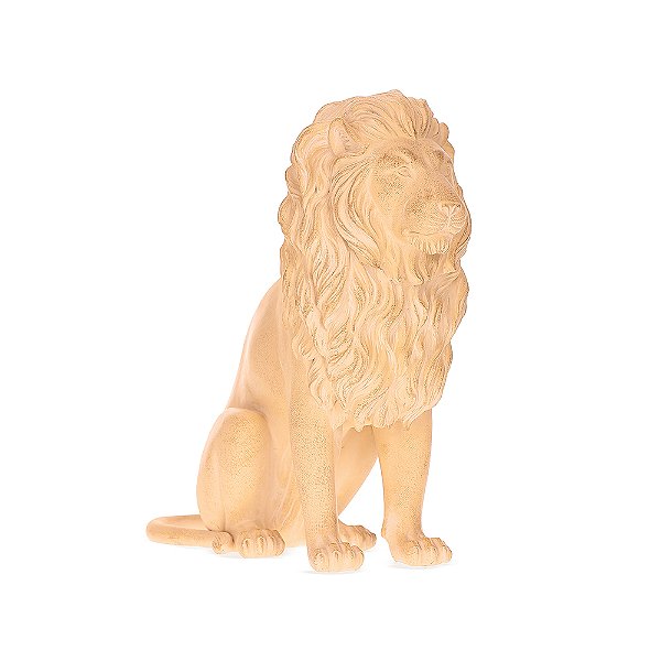Escultura Decorativa Leão em Poliresina | 31,5x13,5x31 cm
