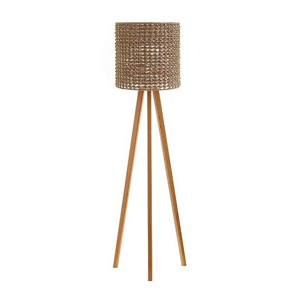 Luminária de Chão em Rattan – Natural | 1,49m x 39 x 39 cm