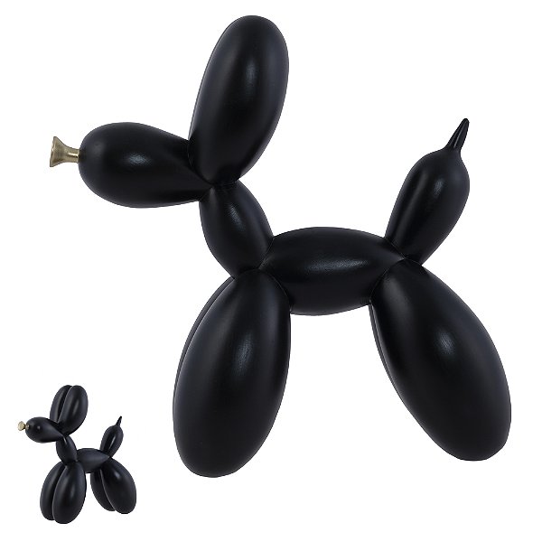 Escultura Decorativa Cachorro em Poliresina – Preto (25x23,5x10,5 cm)