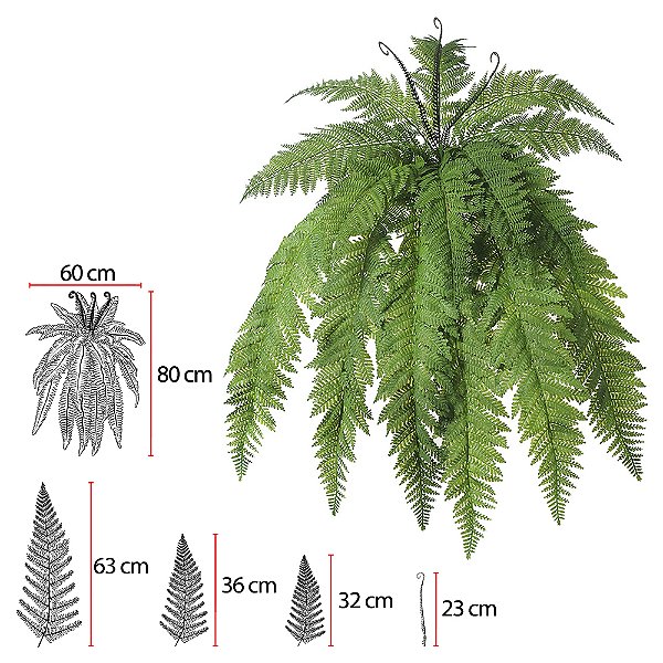 F. Samambaia Pendurada Real Toque X18 (Verde) – 78cm