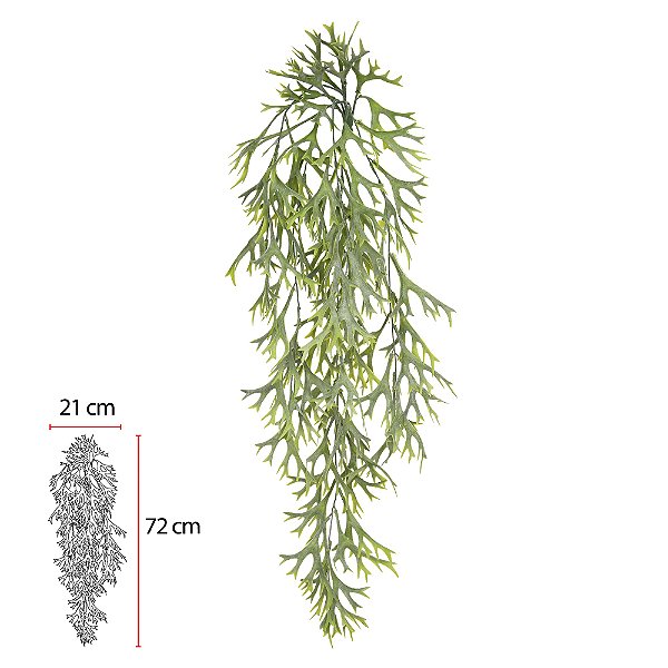Folhagem Artificial Chifre de Veado para Pendurar com Powder - Plástico (Verde) – 77 cm