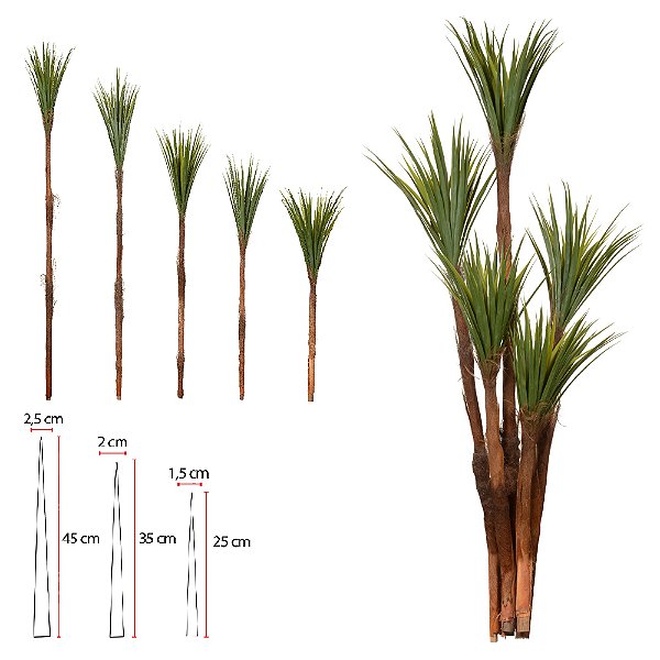 Planta Artificial Yucca em Plástico - Verde - 1,95m