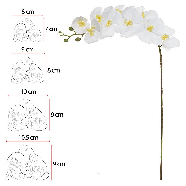 H. Orquídea Phalaenopsis c/Print Real Toque X9 (Branco) – 90cm