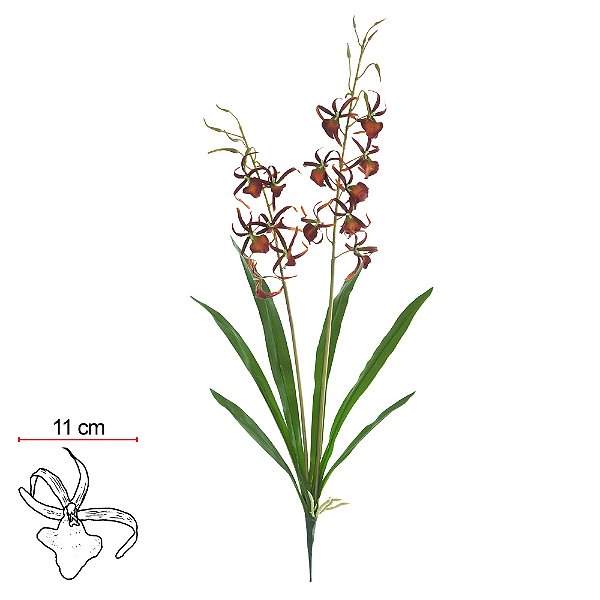 H. Orquídea Spider c/ Coat c/ Folha X13 (Vermelho) – 85cm