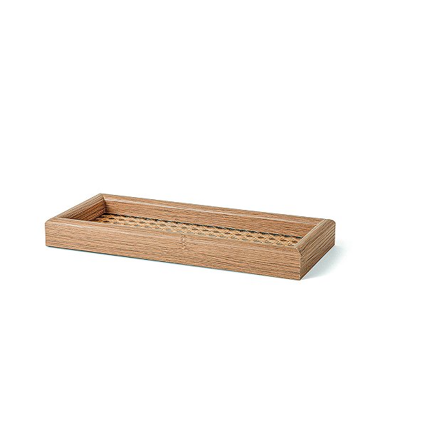 Bandeja em MDF com Rattan – 3 x 28,5 x 12 cm