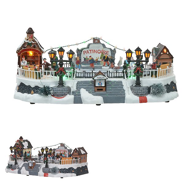 Vila Natal Patinação no Gelo com Movimento e Luzes – Colorido