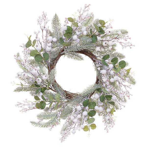 Guirlanda Decorativa com Berry – Branco – 55 cm