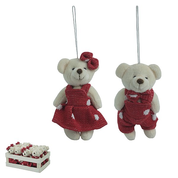 Enfeite Natal Urso Sortido – Vermelho – 10 cm