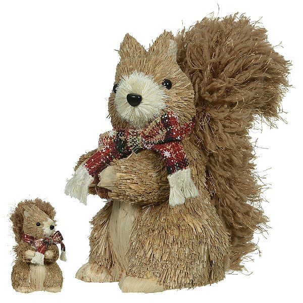 Esquilo Natalino em PE Palha – Bege – 18 cm