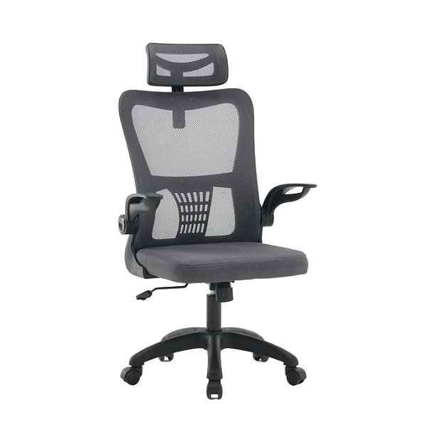 Cadeira Office Baltimore com Apoio – Tela Mesh Grafite e Base Preta