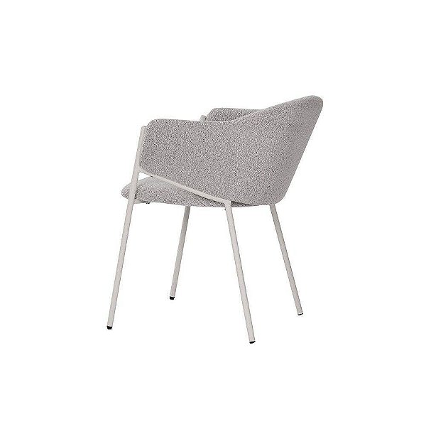 Cadeira Elie Boucle Cinza com Base Off White da Rivatti
