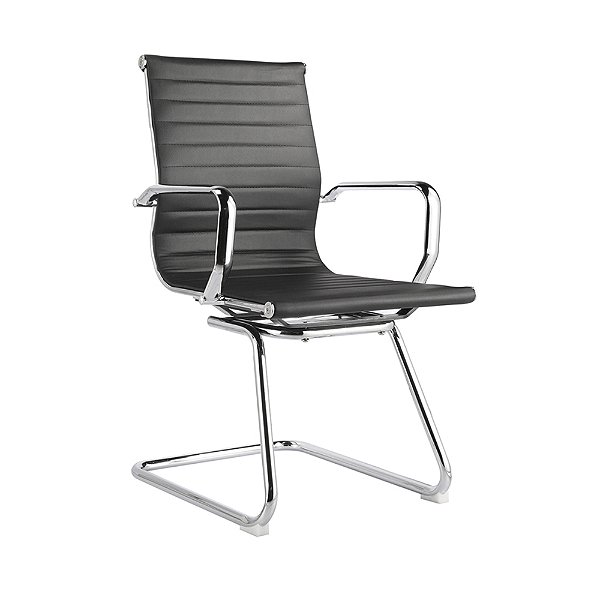 Cadeira Office Sevilha Baixa Fixa PU Preto Rivatti | Design Moderno