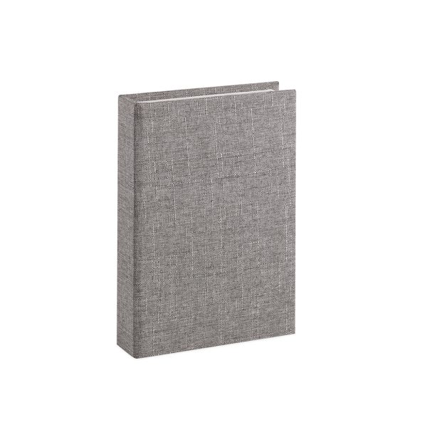 Livro-Caixa em MDF com Revestimento em Linho - 15x20 Cinza Escuro (13595)