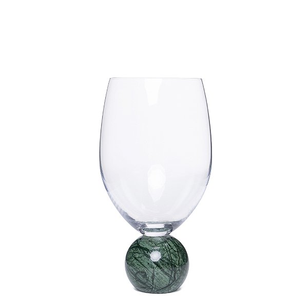 Jogo 2 Taças para Vinho em Mármore Verde e Cristal - 23113