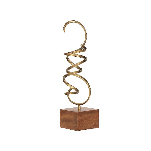 Escultura Decorativa em Metal e Madeira (19908) | Decoração
