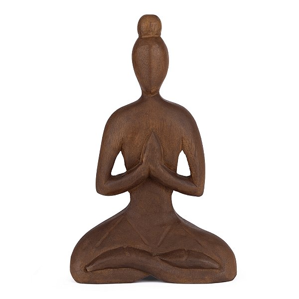 Escultura Yoga Prece em Madeira Anjali Mudra (21907) | Decoração