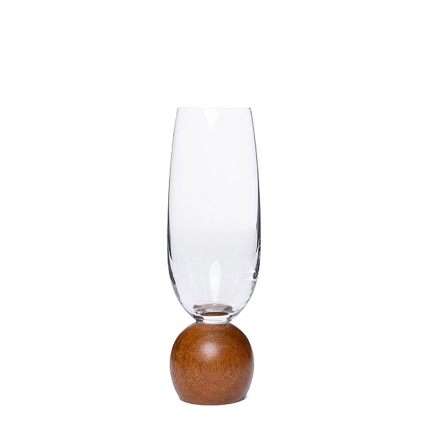 Jogo de Taças para Espumante em Cristal e Madeira Acácia 210ml - 2 Peças (23106) |