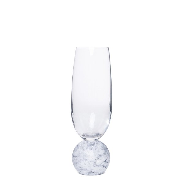 Jogo de Taças para Espumante em Cristal e Mármore Branco 210ml - 2 Peças (23109) | Decoração