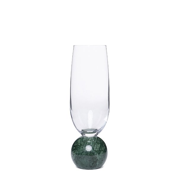 Jogo de Taças para Espumante em Cristal e Mármore Verde 210ml - 2 Peças (23112) | Decoração