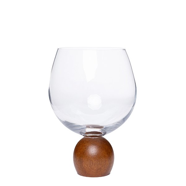 Jogo de Taças para Gin em Cristal e Madeira Acácia 640ml - 2 Peças (23108) | Decoração