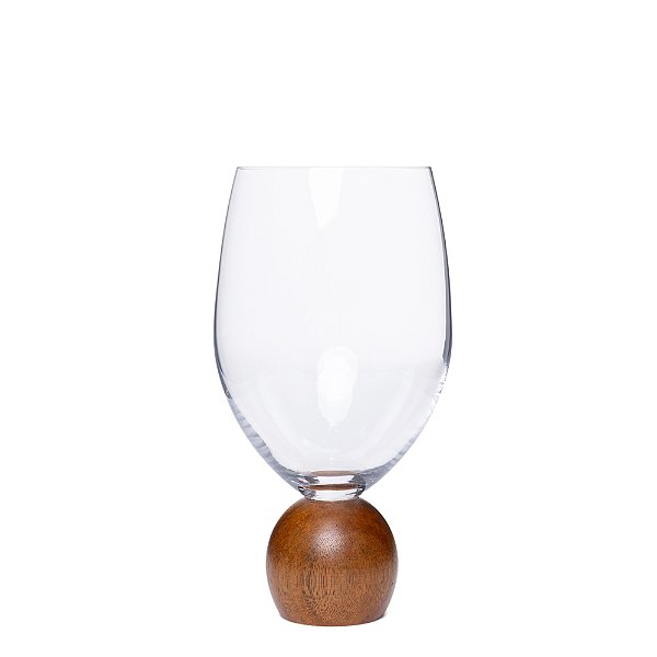Jogo de Taças para Vinho em Cristal e Madeira Acácia 520ml - 2 Peças (23107) | Decoração