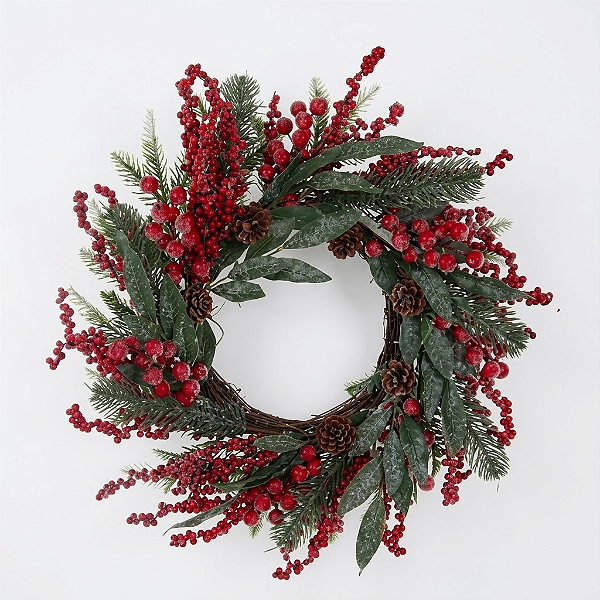 Guirlanda de Natal Berry com Pinha - Vermelha 60 cm (92473001) | Decoração