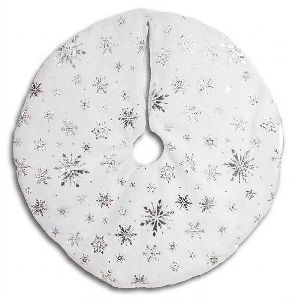 Saia para Árvore de Natal em Veludo Branco e Prata 80cm (93201001)