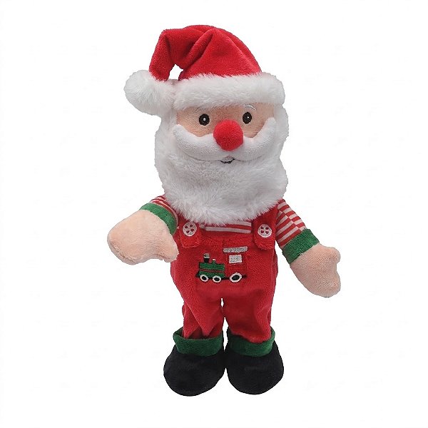 Papai Noel Decorativo de Natal com Som Vermelho 32 cm (BT2692)