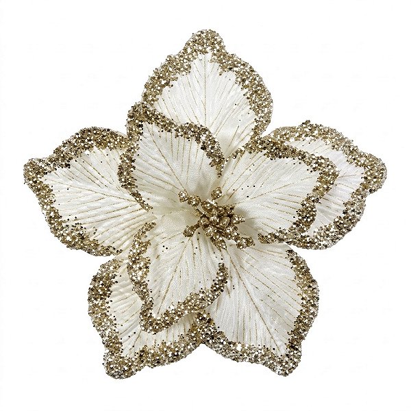 Flor Poinsetia Decorativa de Natal Champagne 25 cm (FL3474) |