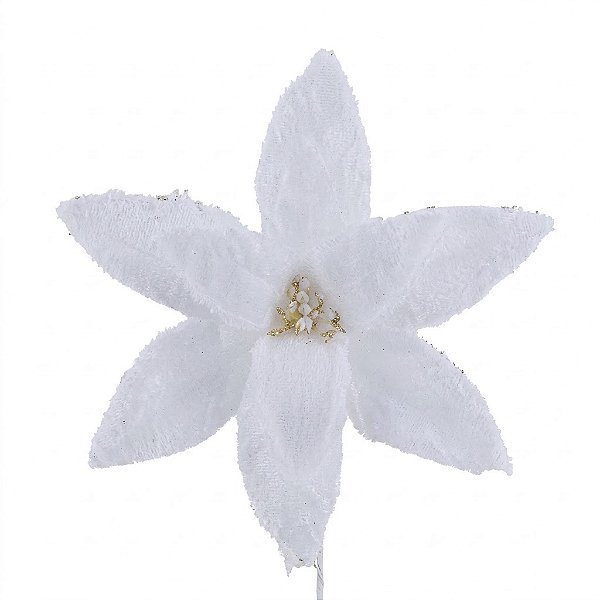 Flor Poinsetia Decorativa de Natal Branca 39cm (FL3416)