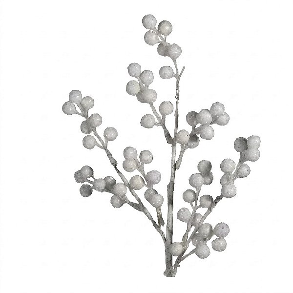 Galho Decorativo com Berry Branco 62 cm (EN3053)