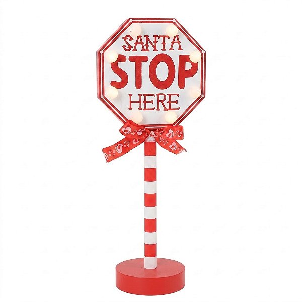 Placa Decorativa “Santa Stops” Colorida 104 cm (ME1348) | Decoração
