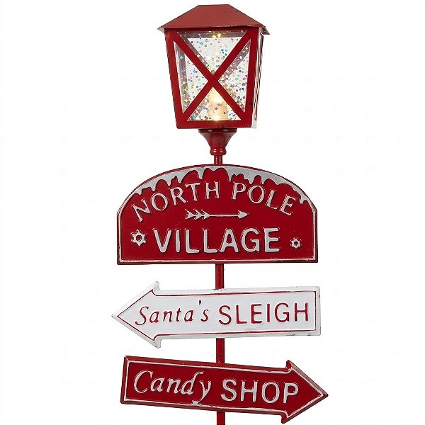 Placa Decorativa de Natal com LED Vermelho e Branco 124 cm (ME1346) | Decoração