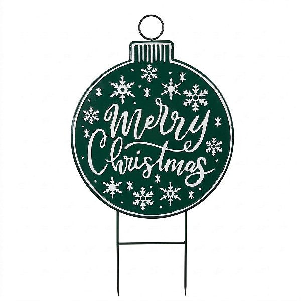 Placa Decorativa de Natal “Merry Christmas” Verde e Branca 101cm (ME1351)