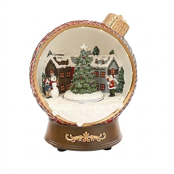 Cenário Globo Natalino com LED Dourado 22cm (VI167) | Decoração