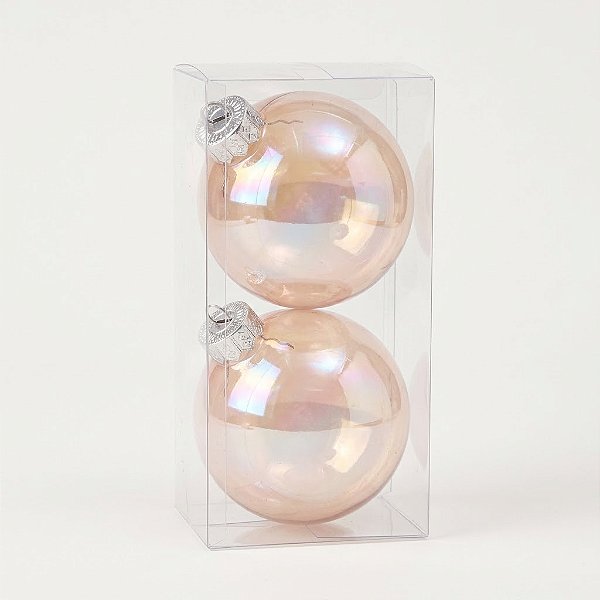 Jogo Tubo 2 Bolas 10cm Rosé de Natal (BM586) | Decoração