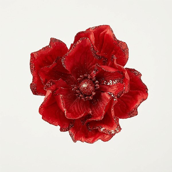 Flor de Poinsétia Artificial Aveludada Vermelha 27cm (52944001) | Decoração