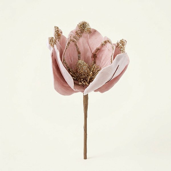 Magnólia de Natal Artificial Aveludada Rosa Claro 22cm (85293002) | Decoração