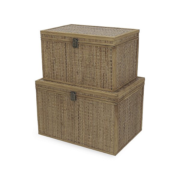 Baú Decorativo em Rattan | P e G (18969) | Decoração