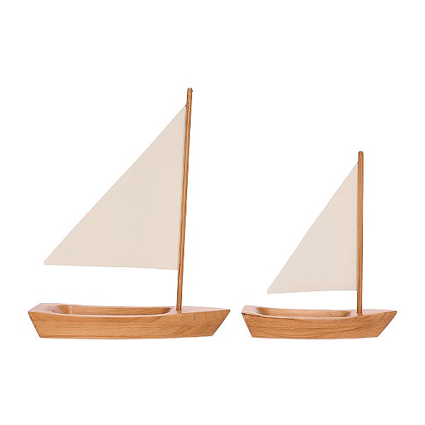 Escultura Barco Decorativa em Madeira e Metal | P e G (20400) | Decoração