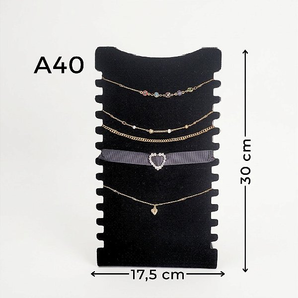 Expositor para Choker A-40/PT Preto Aveludado 17,5×30cm (A-40/PT) | Decoração